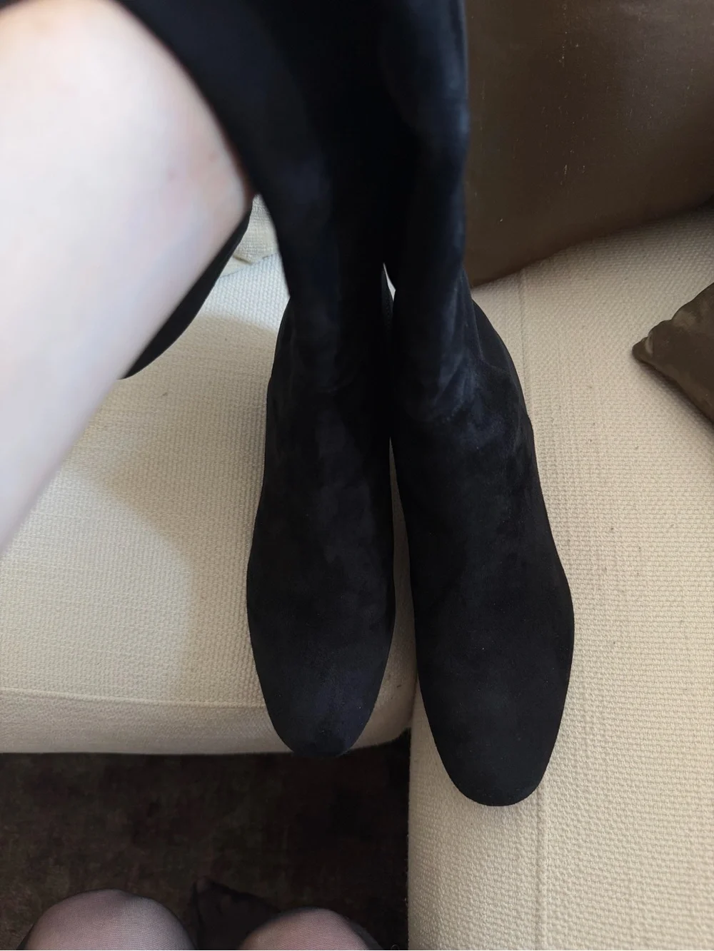 Stuart Weitzman Black Over-The-Knee Suede Block Heel Boots
